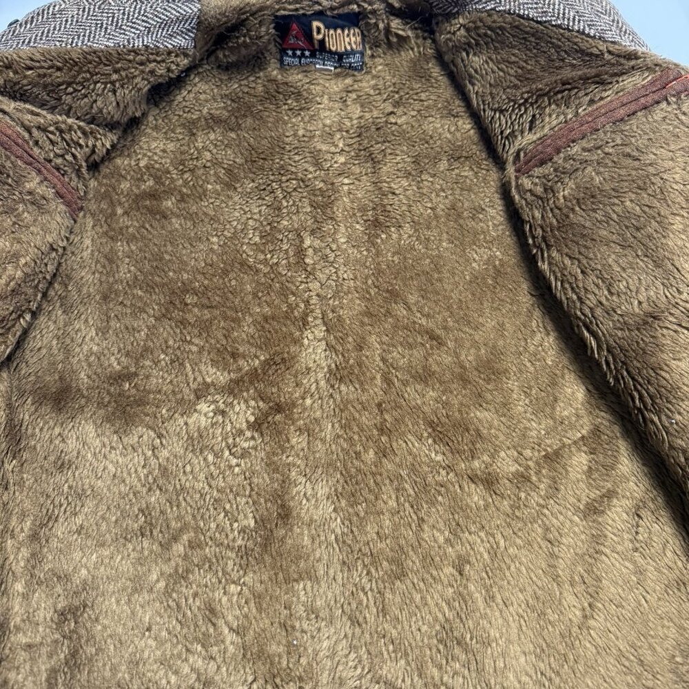 VTG 70s Pioneer Jacket Western Boho Cowboy Herringbone Wool Lined L 20x27.5 - Picture 7 of 14